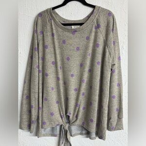 *NWOT* Perch by Blu Pepper Long Sleeve Polka Dot Tie Front Plus Size Top 3X